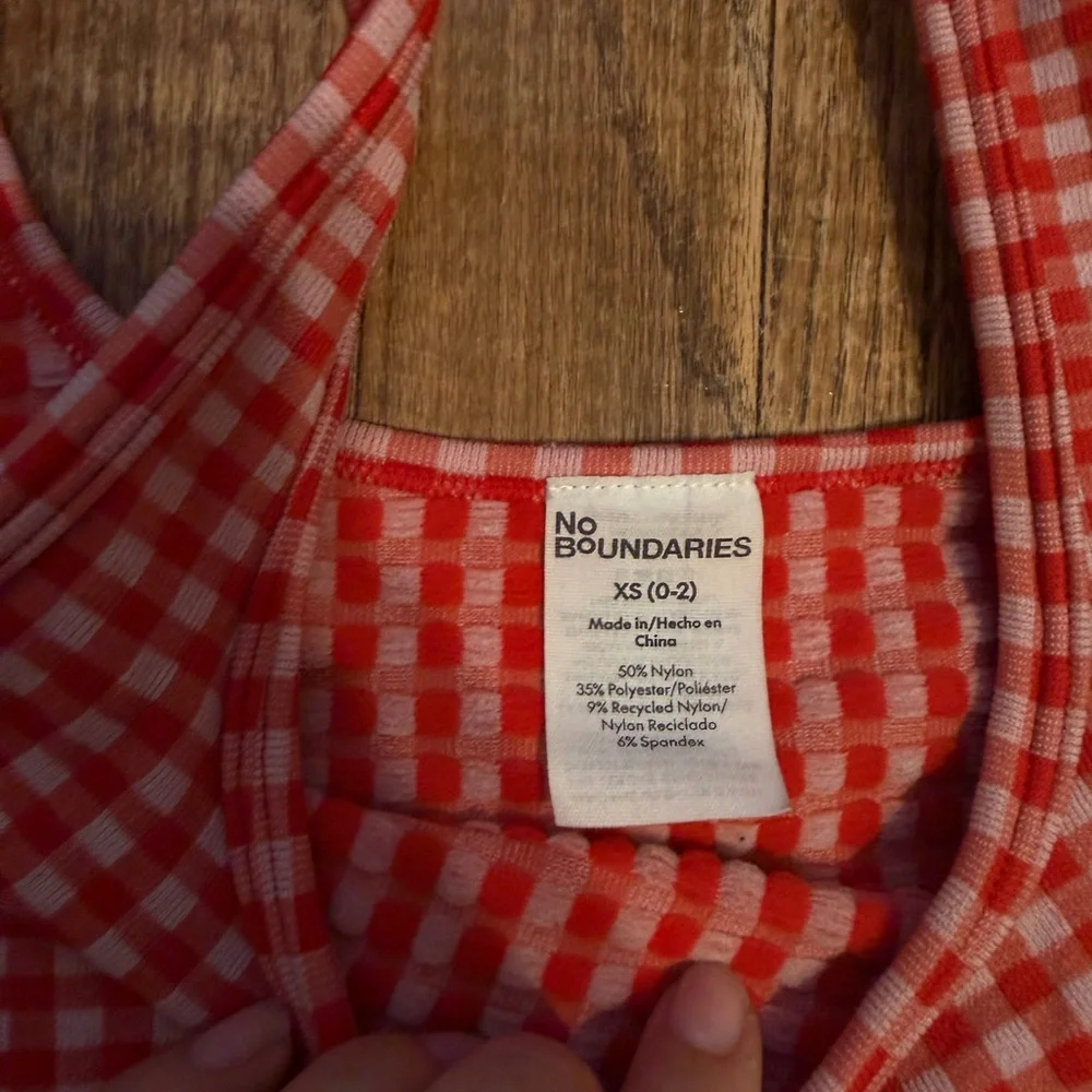 No Boundaries Red Checkered Crop Top and Shorts Set - Picture 3 of 3
